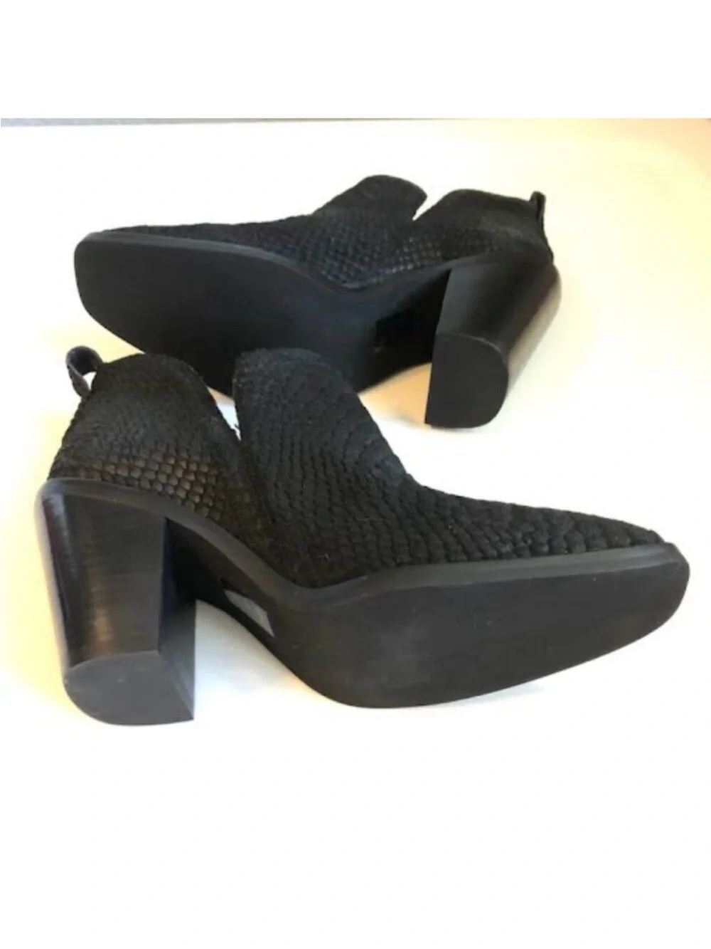 Jeffrey Campbell Rowlan Snakeskin Embossed Leather Bootie Ankle Boots Black